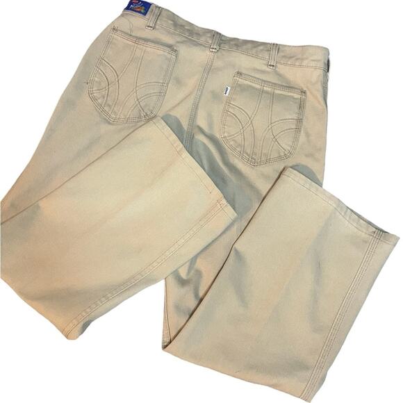 Vtg 70s Levis Fresh Produce Wide Straight Leg Tan White Tab Cropped Jeans 32x26 - Picture 2 of 8